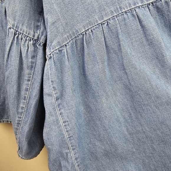 LANEBRYANT‎ Chambray Bell Sleeve V-neck Blouse Blue Womens Plus Sz 18/20 - Picture 9 of 12